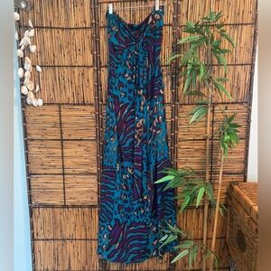 NWT UNALUNA Strapless Animal Print Dress